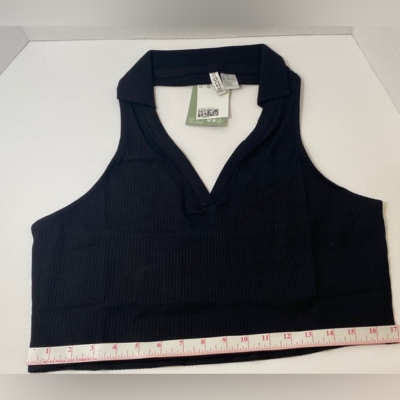 H&M NWT Women’s Halterneck Top with Collar Black Size XLarge. - Picture 4 of 8